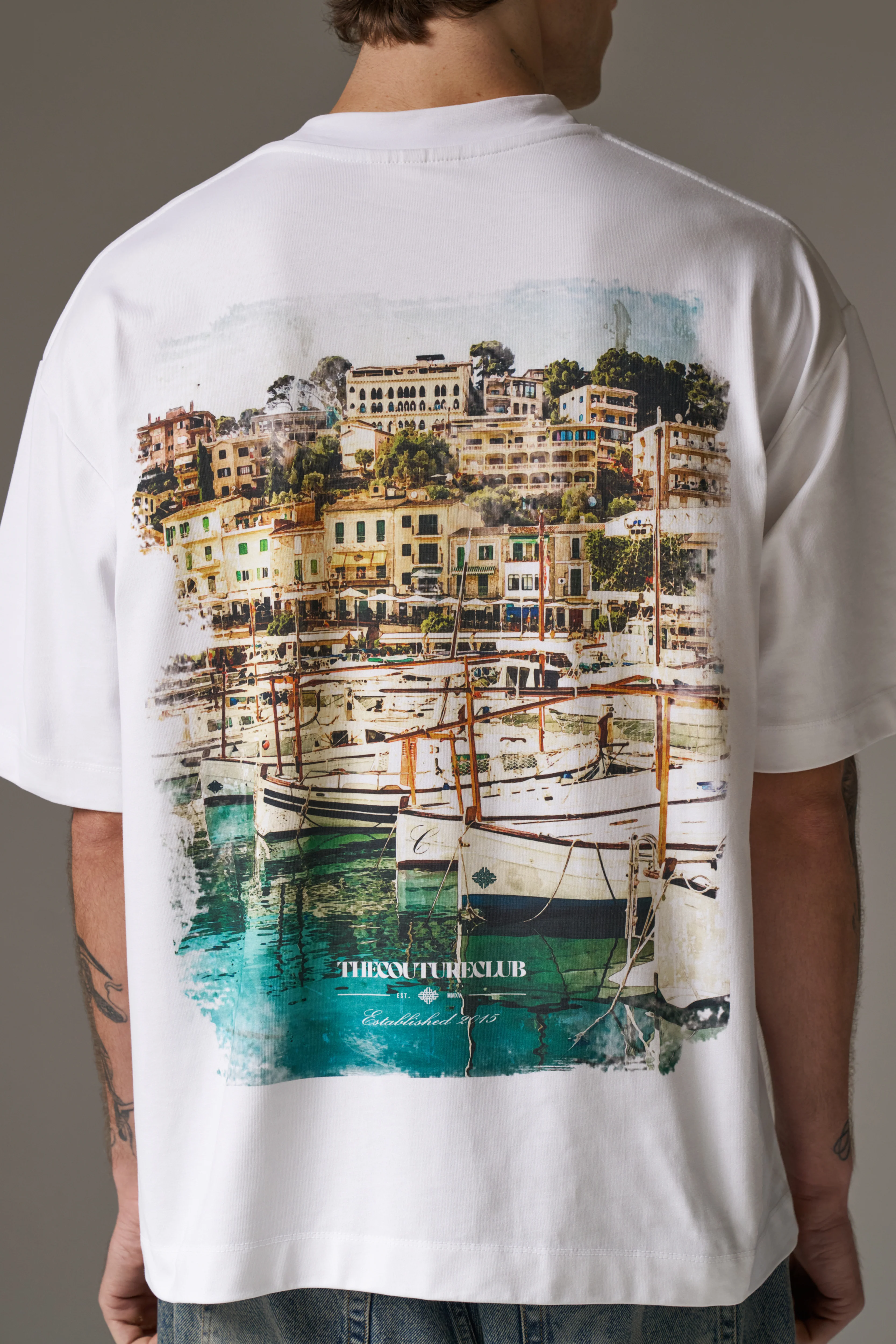 WATERCOLOUR YACHT CLUB PRINTED T-SHIRT - WHITE - Image 5
