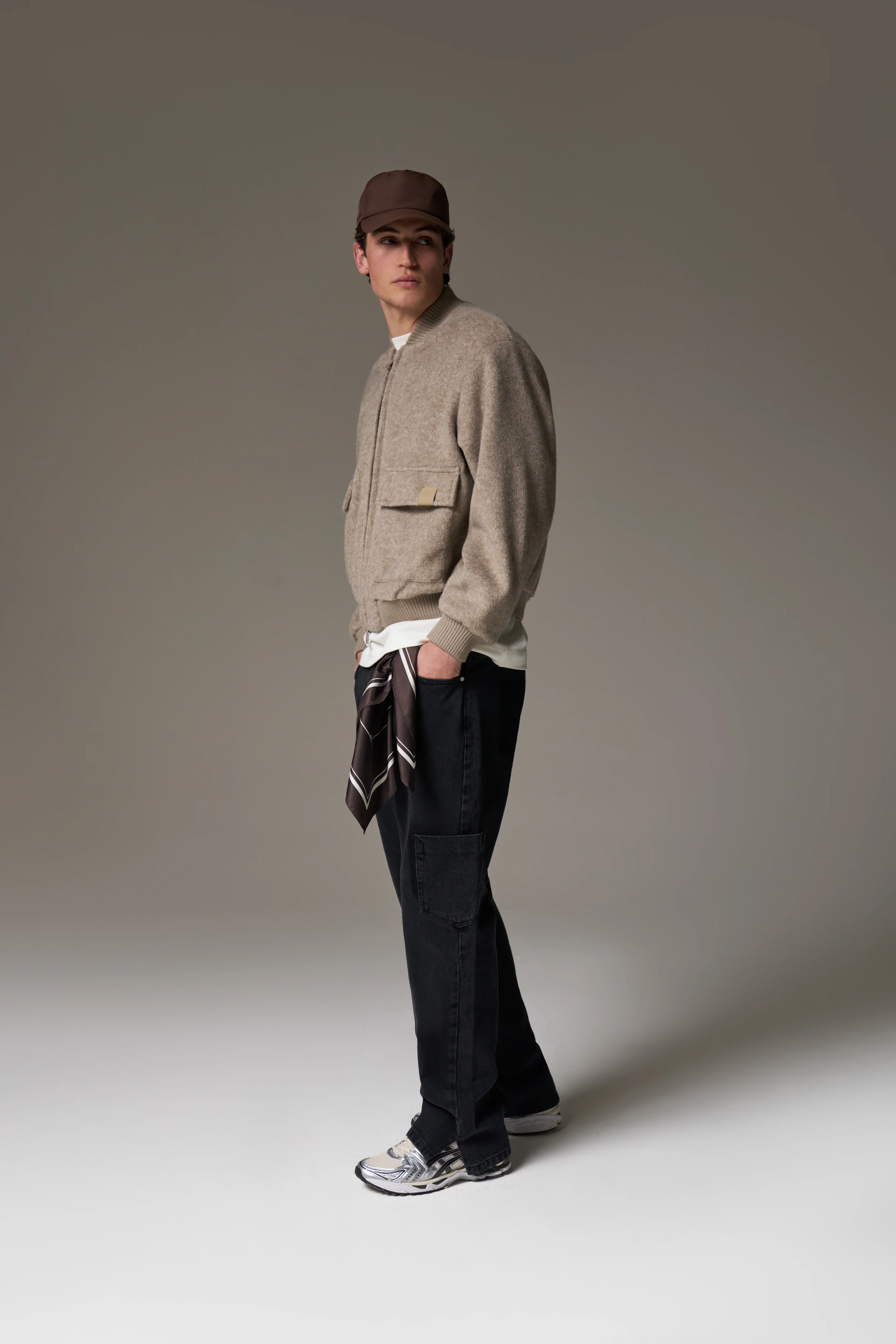 WOOL BLEND BOMBER JACKET - BEIGE - Image 5
