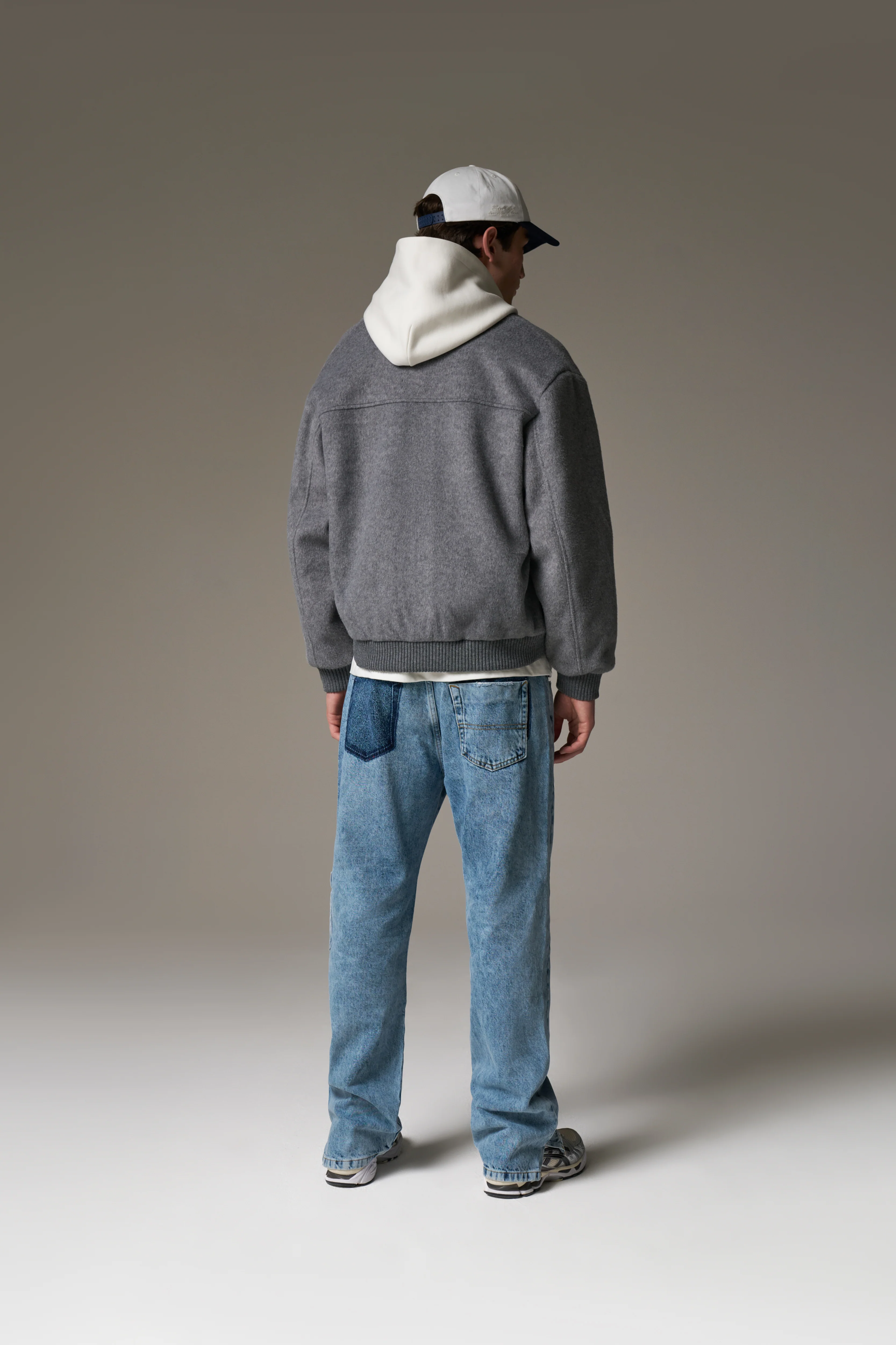 WOOL BLEND BOMBER JACKET - GREY MARL - Image 8