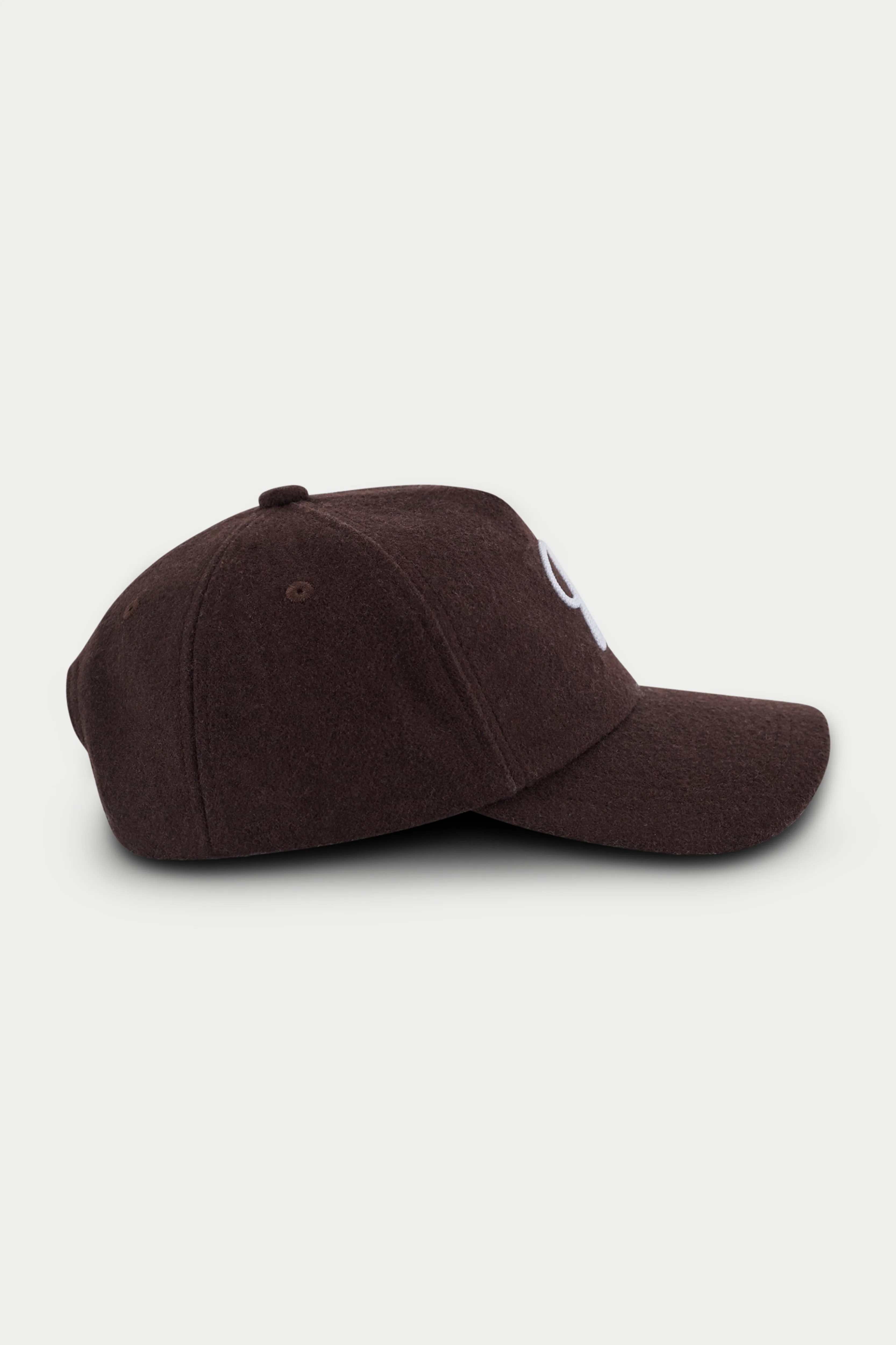 WOOL SCRIPT EMBROIDERED CAP - BROWN - Image 8